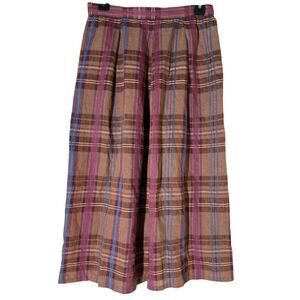 Vintage Limited Editions Pleated Brown Plaid Midi Skirt Sz 10 Academia Preppy